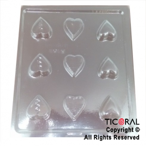 MOLDE PLACA 00B105 BOMBONES CORAZONCITO 160X160MM APROX TRANSPARENTE x 10